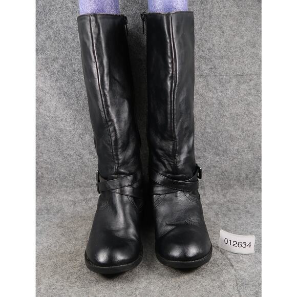 Soda Shoes Big Kid 4 Riding Boots Black Knee High Tall Round Toe Buckle Side Zip - Picture 2 of 16